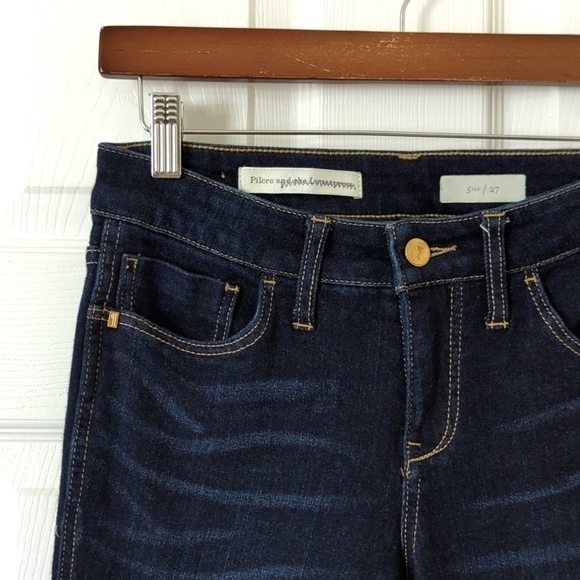 Pilcro Stet Twisted Seam Mid Rise Dark Wash Buttoned Ankle Crop Skinny Jeans 27 - Picture 12 of 16